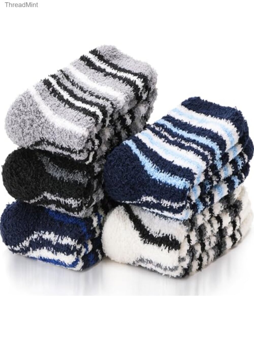 Fuzzy Slipper Socks Striped Coral Velvet Microfiber Warm Winter